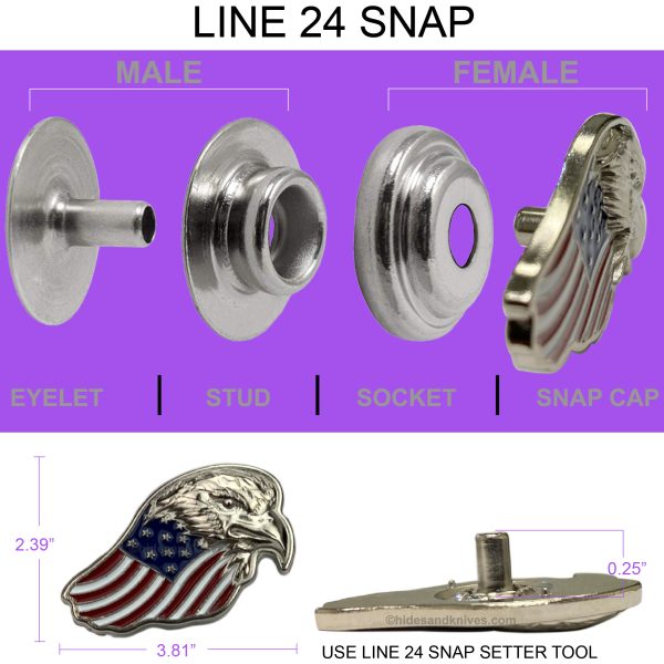Eagle Head with US Flag Decorative Snap in Epoxy Color - Image 2