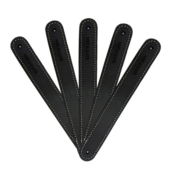 Leather Drawer Pulls in Chocolate Brown with Stitching