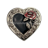 Black Heart with Red Rose Decorative Snap