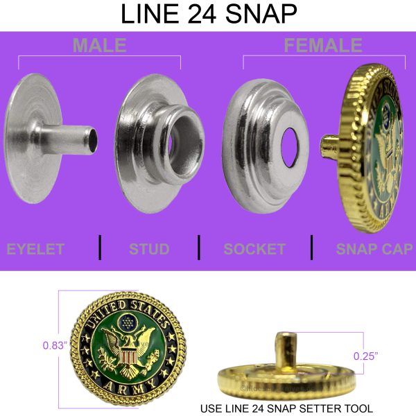U.S. Army Decorative Snap in Epoxy & Gold Plating - Image 3