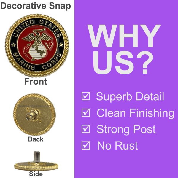 U.S. Marine Corps Decorative Snap in Epoxy & Gold Plating - Image 3