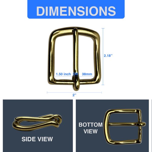 Solid Brass Belt Buckle For 1.5 inch (38mm) Belts - Image 2