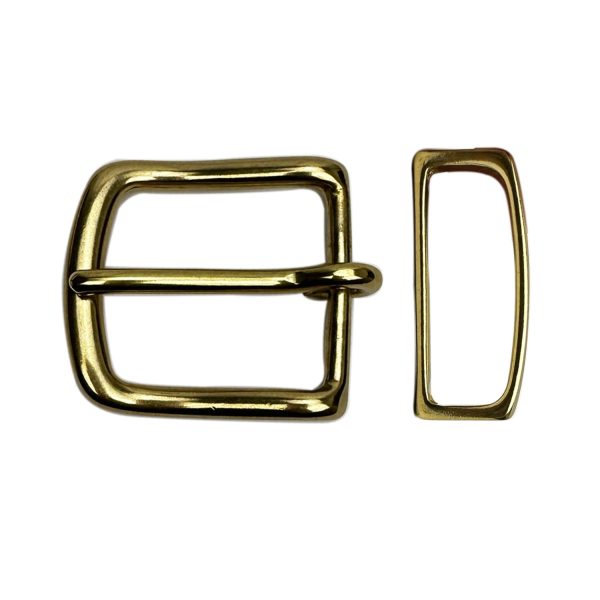 Solid Brass Belt Buckle and Keeper Combo For 1.5 inch (38mm) Belts