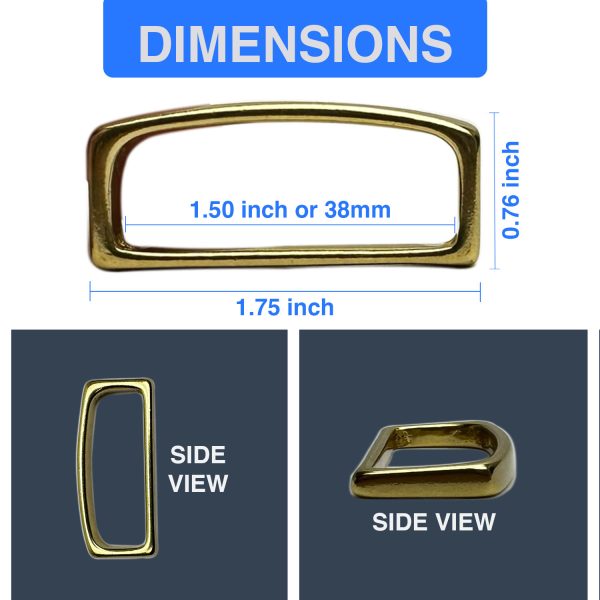 Solid Brass Belt Keeper Loop For 1.5 inch (38mm) Belts - Image 2