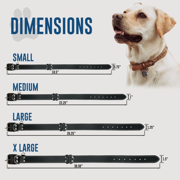 Leather Dog Collar with Double Stitching in Black - Image 3