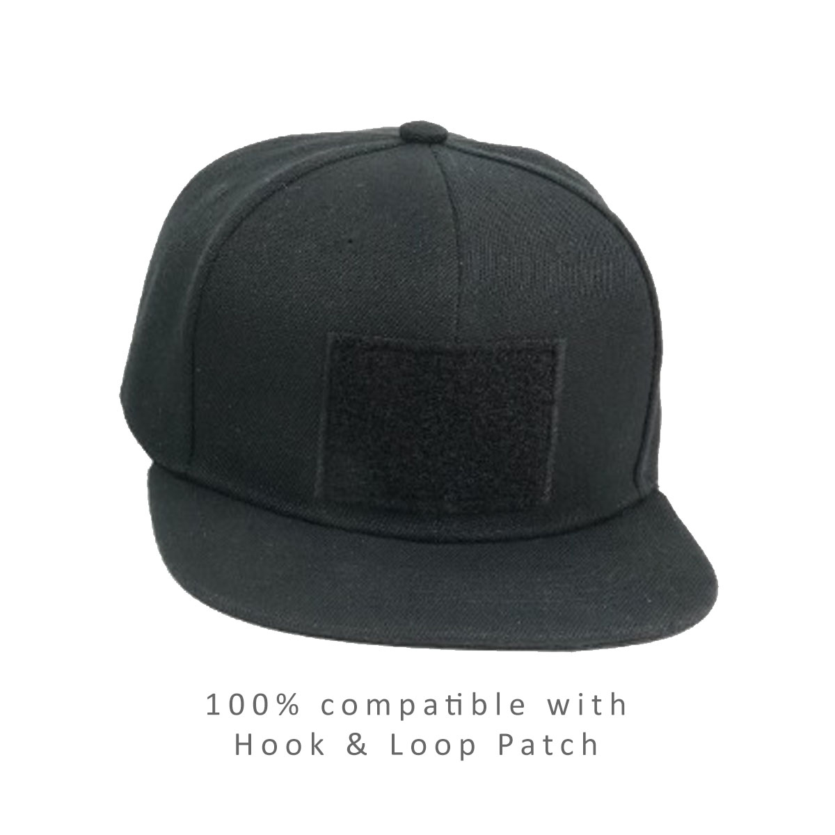 Premium Flat Bill Snapback Hat with Loop For Hook & Loop style Patches