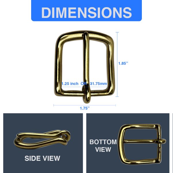 Solid Brass Belt Buckle and Keeper Combo For 1.25 inch (31.75mm) Belts - Image 2