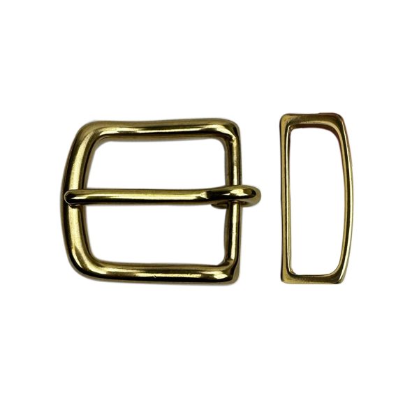 Solid Brass Belt Buckle and Keeper Combo For 1.25 inch (31.75mm) Belts
